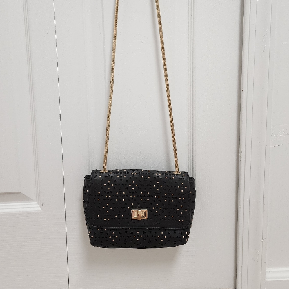 Forever 21 Black Gold Embellished Crossbody Bag